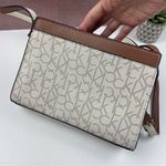 Calvin Klein Tan Cream Brown Designer Logo Purse Handbag With Strap Pockets Photo 6