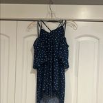 Kaileigh  Navy Polka Dot‎ open shoulder Blouse Photo 3
