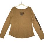 Harley Davidson HARLEY-DAVIDSON Persistence LS Henley Top Women XL Light Bronze Biker Moto Boho Photo 4