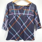 Vintage Western Floral Embroidered Blouse Top Purple Size M Photo 0