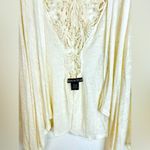 American Dream Cream Drape Vest with Crochet Boho Sleeveless Cardigan Size Small Photo 4