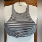 Aerie high neck halter T back navy white striped swim bikini size Medium Photo 3