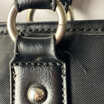 FRANKLIN COVEY VEGAN LEATHER BAG BLACK SILVER ACCENTS BLACK WHITE STRIPE LINING Photo 4