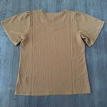 Michael Kors  gold logo cutout neckline brown top size M NWT $110 Photo 7