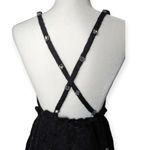 ZARA Black Midi Dress Rhinestone Embellishment Wool Photo 2