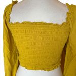Japna Japan Smocked Long Sleeve Crop Top Golden Yellow Womens Size XS Photo 4