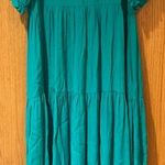 ZARA Round Neck Short Sleeve Side Pockets Tiered Maxi Dress Kelly Green Size XS Photo 0