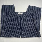 Sonoma  Navy Blue and White Striped Linen-Blend Wide Leg Pants (Large) Photo 3