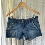 American Eagle  AE Factory Faded Medium Wash Raw Hem 4 Pocket Denim Boy Shorts 6 Photo 1