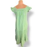 Draper James RSVP Green Gingham Plaid Cotton Midi Dress Ruffle Sleeves Medium Photo 12