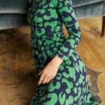 Boden Francesca Jersey Long Sleeve Dress in Green Spinning Petals Print Size 6US Photo 0