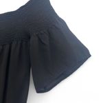 Patrizia Pepe Romper Women's S Smocked Neck & Waist Pom Pom Trim Silky Black Photo 5