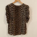 H&M womens cheetah animal print short sleeve blouse size Medium Photo 2