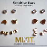 Mixit NIB  6 Pair Gold Tone Cubic Zirconia Post/Stud Modern Chic Earrings Photo 0