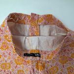 ZARA Women's Medium Printed Bright Linen Blend Shorts Orange Pink Floral Pattern Photo 5