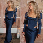 House Of CB 'Dana' & Charlene Navy Puff Sleeve Corset & Maxi skirt Set NWOT L Photo 1