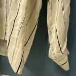 Escada Ivory Black Striped Blouse Silk Georgette Ruffle Long Sleeve Size 42 12 Tan Photo 4