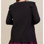 Torrid  Black Classic Fit Signature Jersey Crew Neck Ruffle Shoulder Tee Photo 1