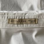 Active USA women's medium white collared 3/4 sleeve button down shirt blouse Photo 6