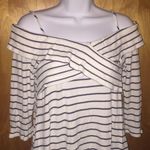 Entro Striped Off The Shoulder 3/4 Sleeve Top - Size Medium Photo 1