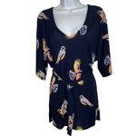 Deletta ANTHROPOLOGIE  Navy Bird Print Belted Tunic Top EUC‎ Size Small Photo 1