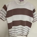 Vintage White and Brown Short Sleeve Mockneck sweater Small Photo 1
