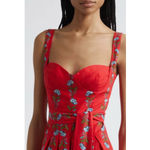 Farm Rio New Sweet Bloom Bouquet Linen Blend Minidress Red Beaded Belt Medium Photo 4