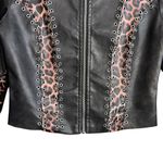 I am gia I.AM.GIA Faux Leather jacket Amira leopard Womens Small Brown Zip Up Moto Photo 3