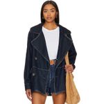 Free People  Denim Car Coat Large NWOT Photo 3