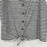 Old Navy Stripe Tie Front Cropped Tank Top Textured Knit Black White Size XL Photo 4
