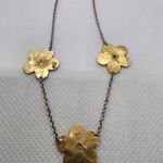 Herco 14 Karat Gold, Sterling Silver, & Diamond Flower Choker Necklace Gold Photo 2
