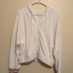 Lou & grey  White Varsity Jacket with Rainbow Cuffs Photo 0