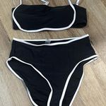 Black and White Bikini Set high waisted bottoms small Photo 0
