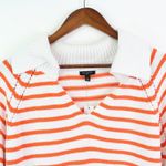 Talbots  Johnny Collar Striped Knit Sweater White‎ Orange 2x Photo 2