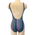 Vintage Swimsuit Striped One Piece Cotton Bodysuit 9/10 9 10 New Green Photo 2