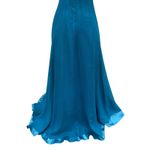 VTG Y2K Fairycore Dress Gown Sz 8 Riva Designs Blue Silk Beaded Halter Glam Photo 8