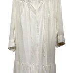 H&M  Sheer Lined Tiered Prairie Boho Cottage Core White Shimmer Dress Size Small Photo 0
