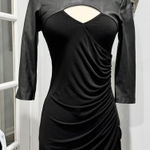 Guess  Black Faux Leather and Jersey Bodycon Dress Photo 0