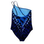 Aerie  Blue Tie Dye One Shoulder One Piece Swimsuit M Full Coverage Stretch Photo 2