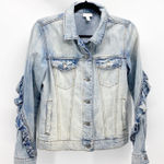 BP  stone washed ruffle sleeve western feminine denim jacket size S NFR Photo 0