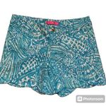 Lilly Pulitzer Palmita Stretch Shorts Scalloped Succulent Blue Sz 2 New NWT $70 Photo 0