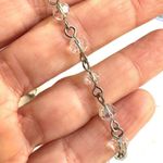 Festoon butterfly green clear beaded silver tone long necklace Photo 5