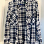Forever 21 Navy & White Plaid Button Down Shirt Women’s | 100% Cotton EUC Photo 0