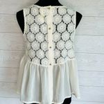 Bee Stitched cream sheer sleeveless top with back lace panel Size Small White Photo 3