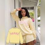 Parke Heritage Summer land Varsity Mockneck Sweatshirt Yellow Sweater Size L/XL Photo 2