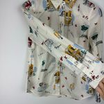 Talbots French Graphic Print Collar Button Down Shirt Top Sz Petite Womens Photo 8