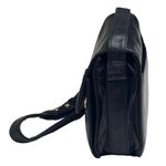 Perlina Vintage:  New York  Slide Lock Crossbody Messenger Bag  Black Leather  Photo 2