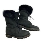 Sorel  Rabbit Fur Shearling Lined Black Lace-Up Boots Made in Canada SZ 10 Photo 0