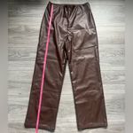 Lisa Says Gah Chocolate Brown Faux Leather Straight Leg Pants Size M/L Photo 4