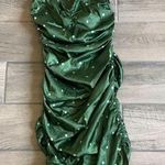 Green polkadot ruched dress Photo 0
